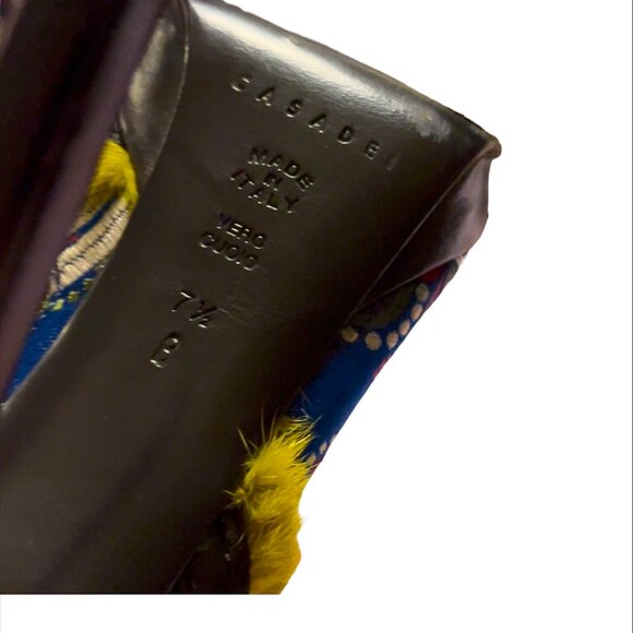 Casadei Italian Suede Leather Patchwork Fur Lined  Heeled Stiletto Boots - Picture 11 of 12